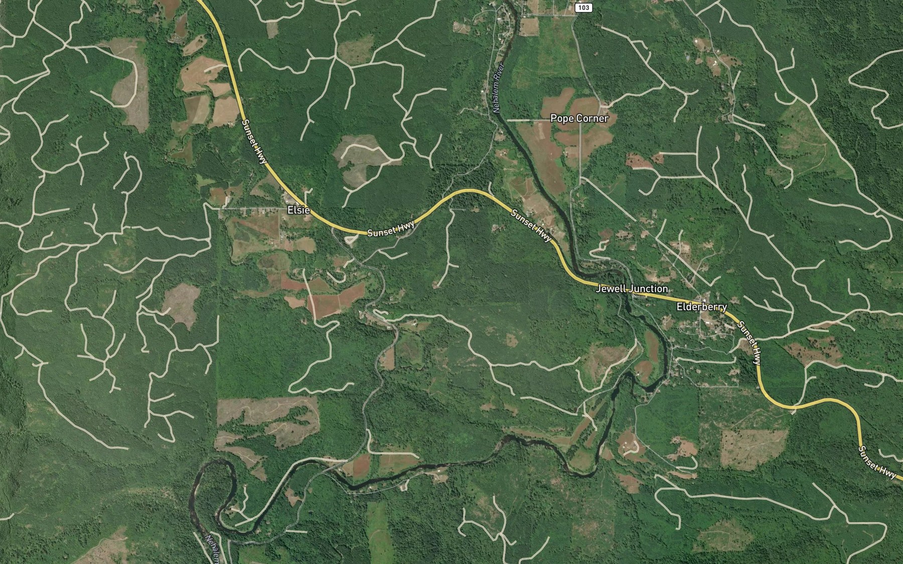 Satellite map of the Cedar Creek