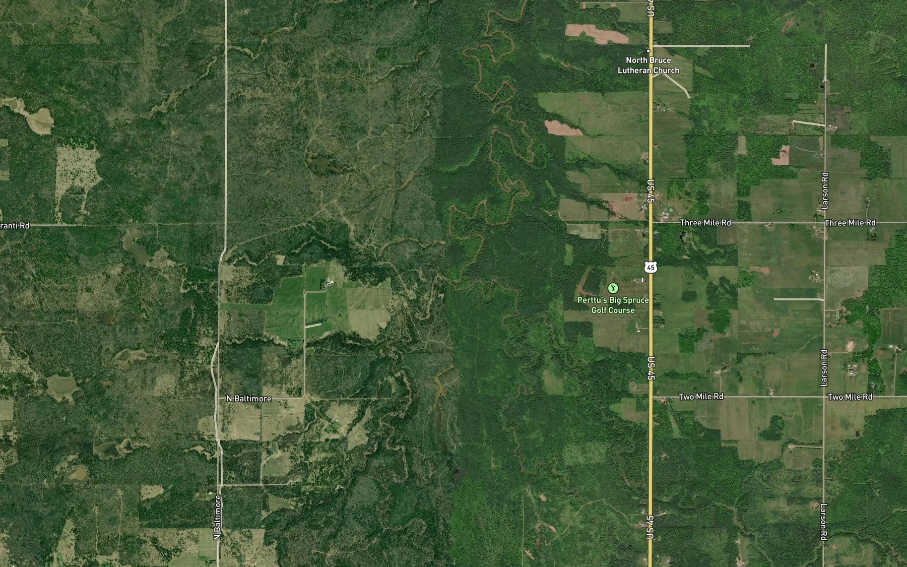 Satellite map of the Clear Creek