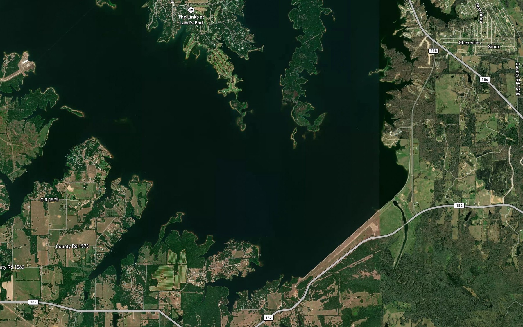 Satellite map of the Little Caney Creek