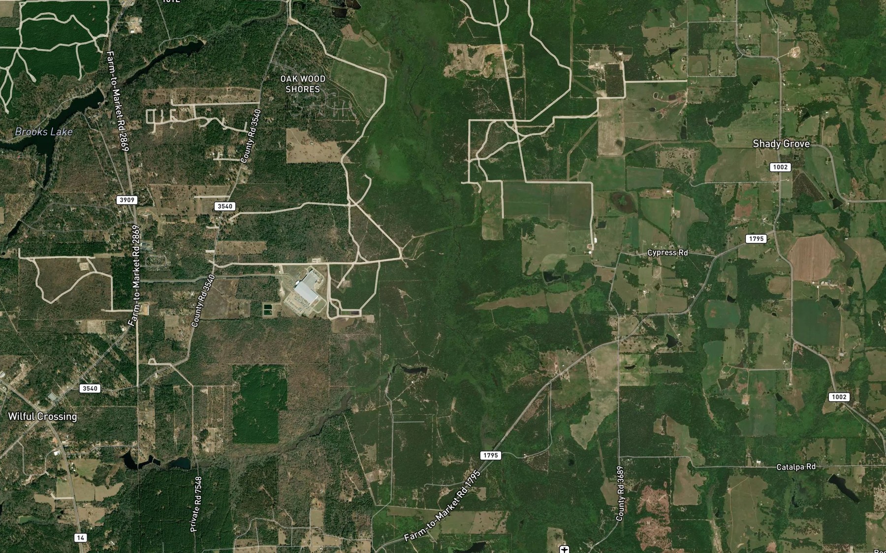 Satellite map of the Nichols Branch