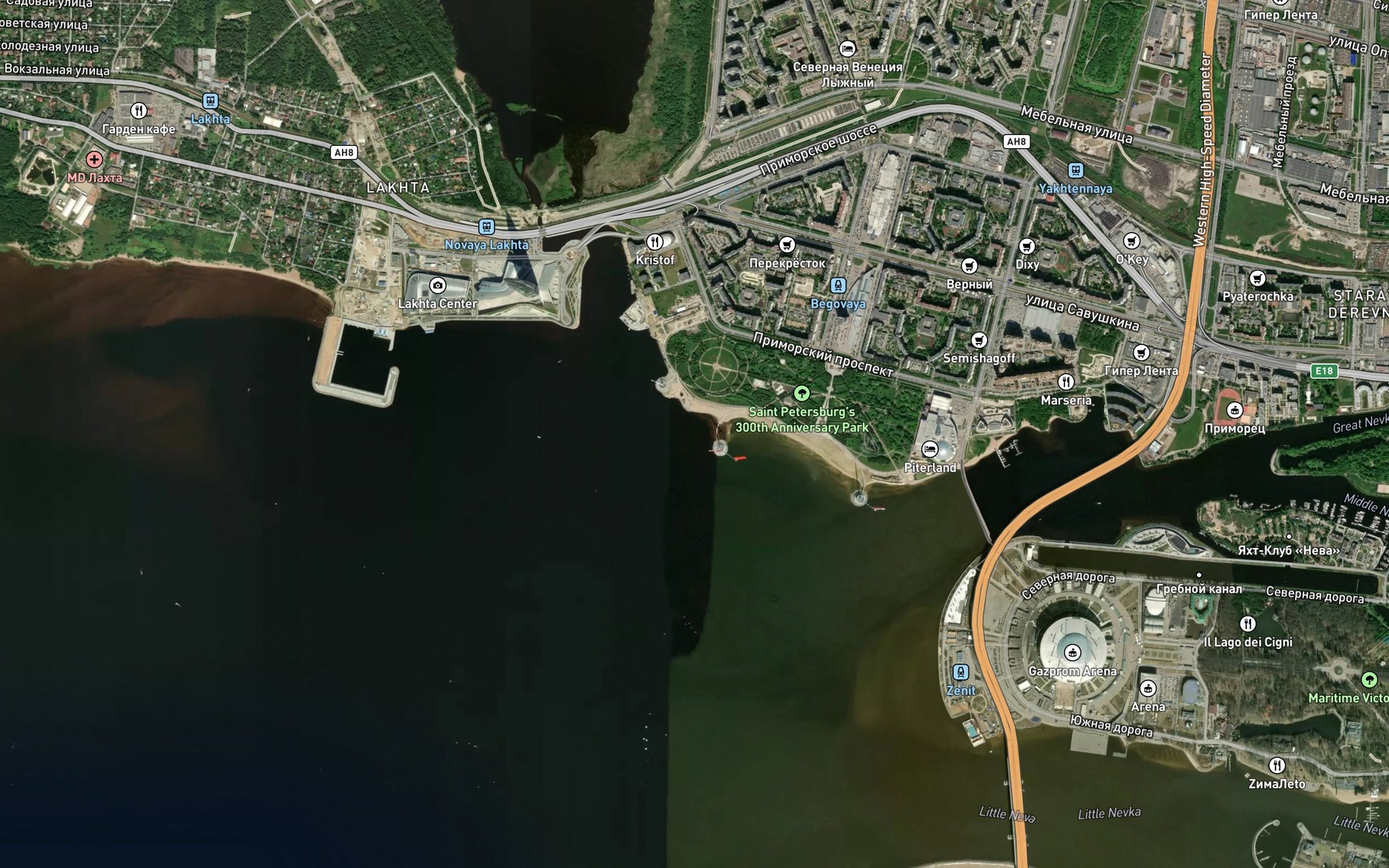 Satellite map of the Sobakina Otmel'