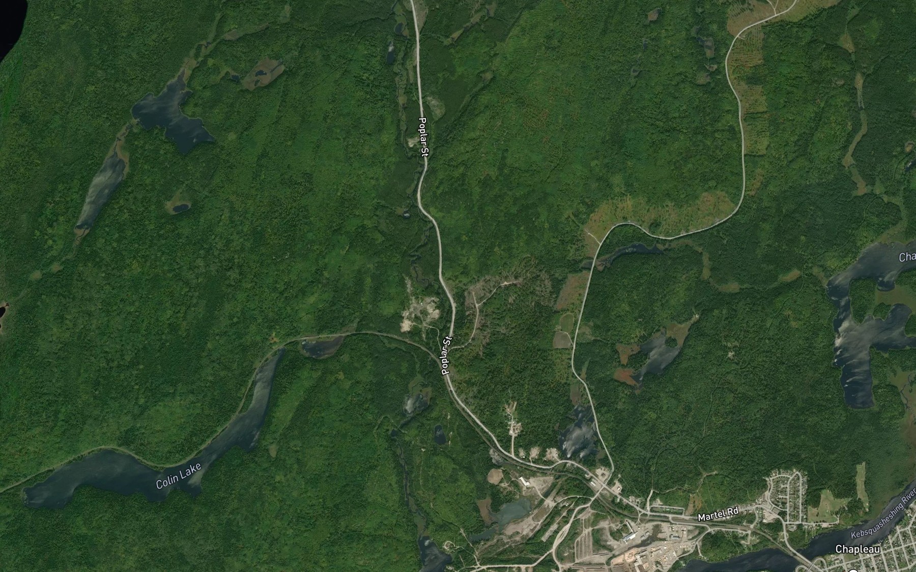 Satellite map of the Colin Creek