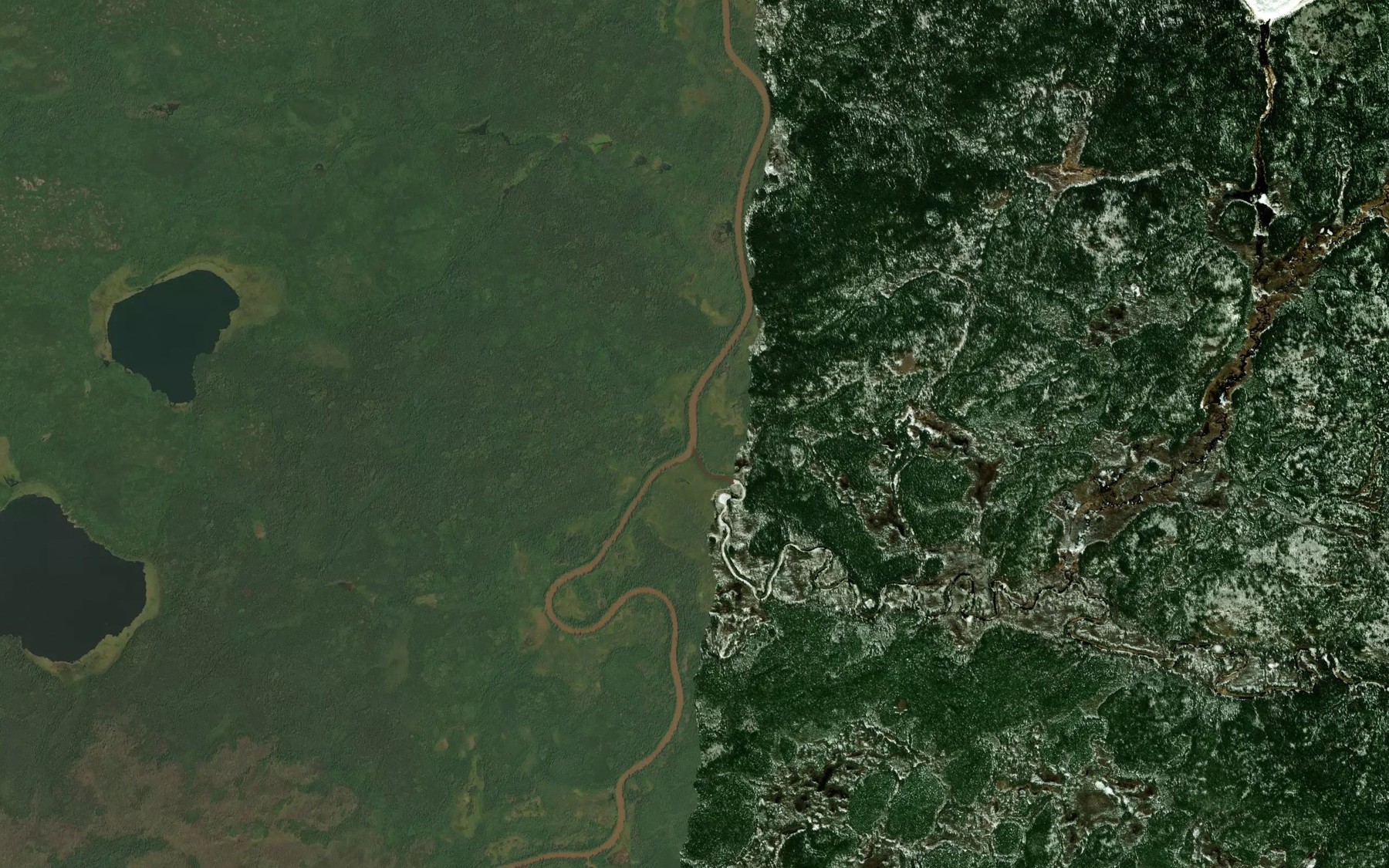 Satellite map of the Sadler River
