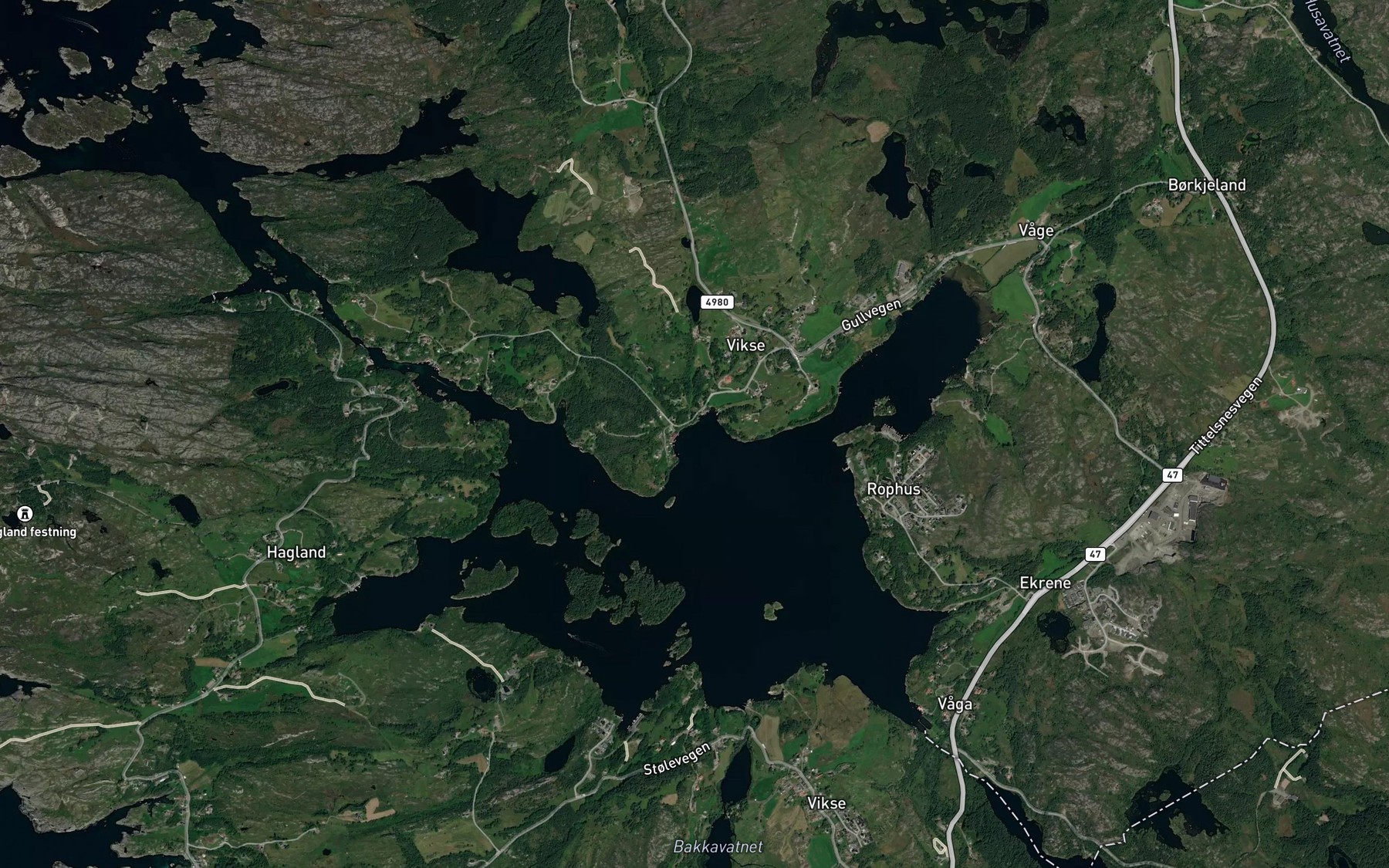 Satellite map of the Viksevika