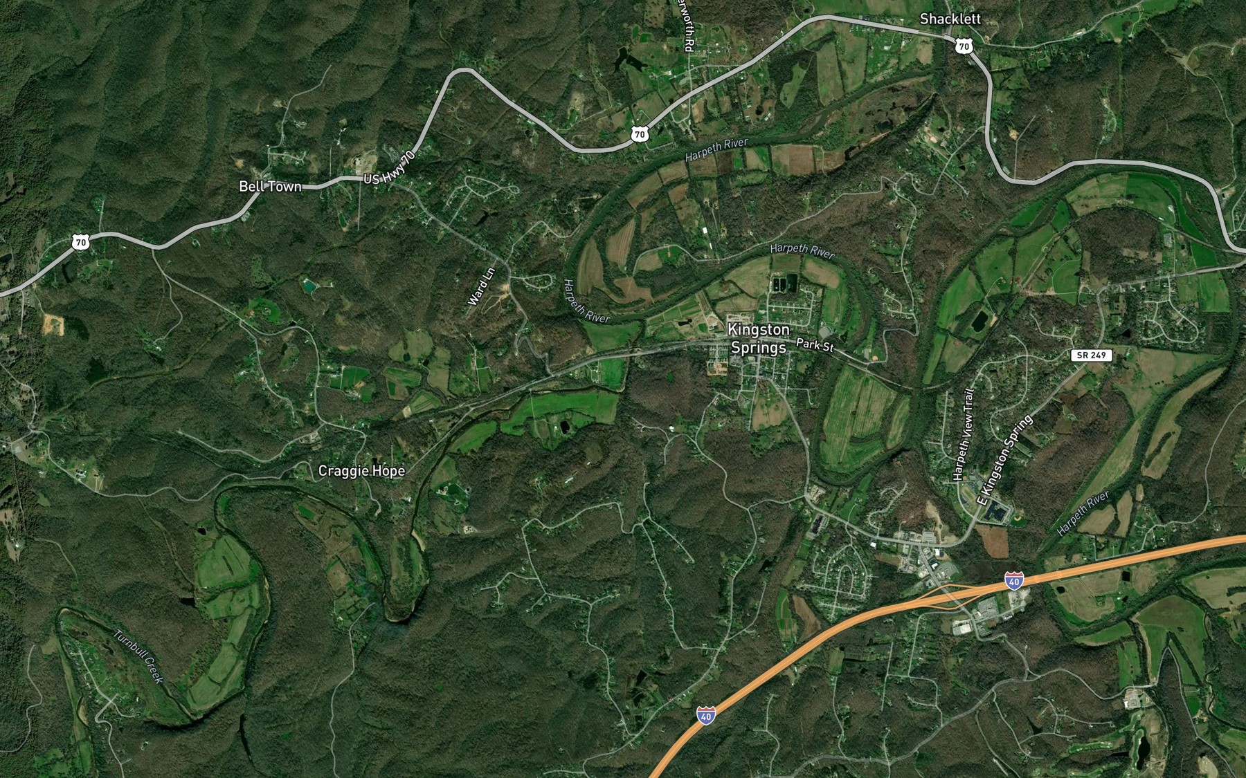 Satellite map of the Groves Branch