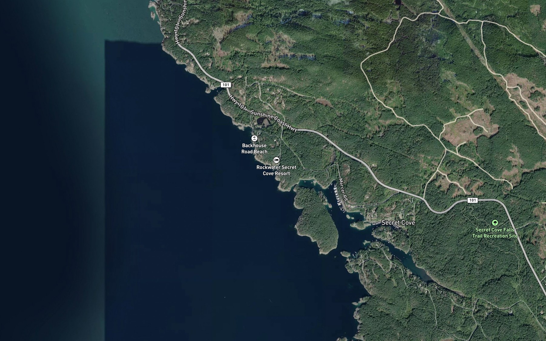 Satellite map of the Ole's Cove