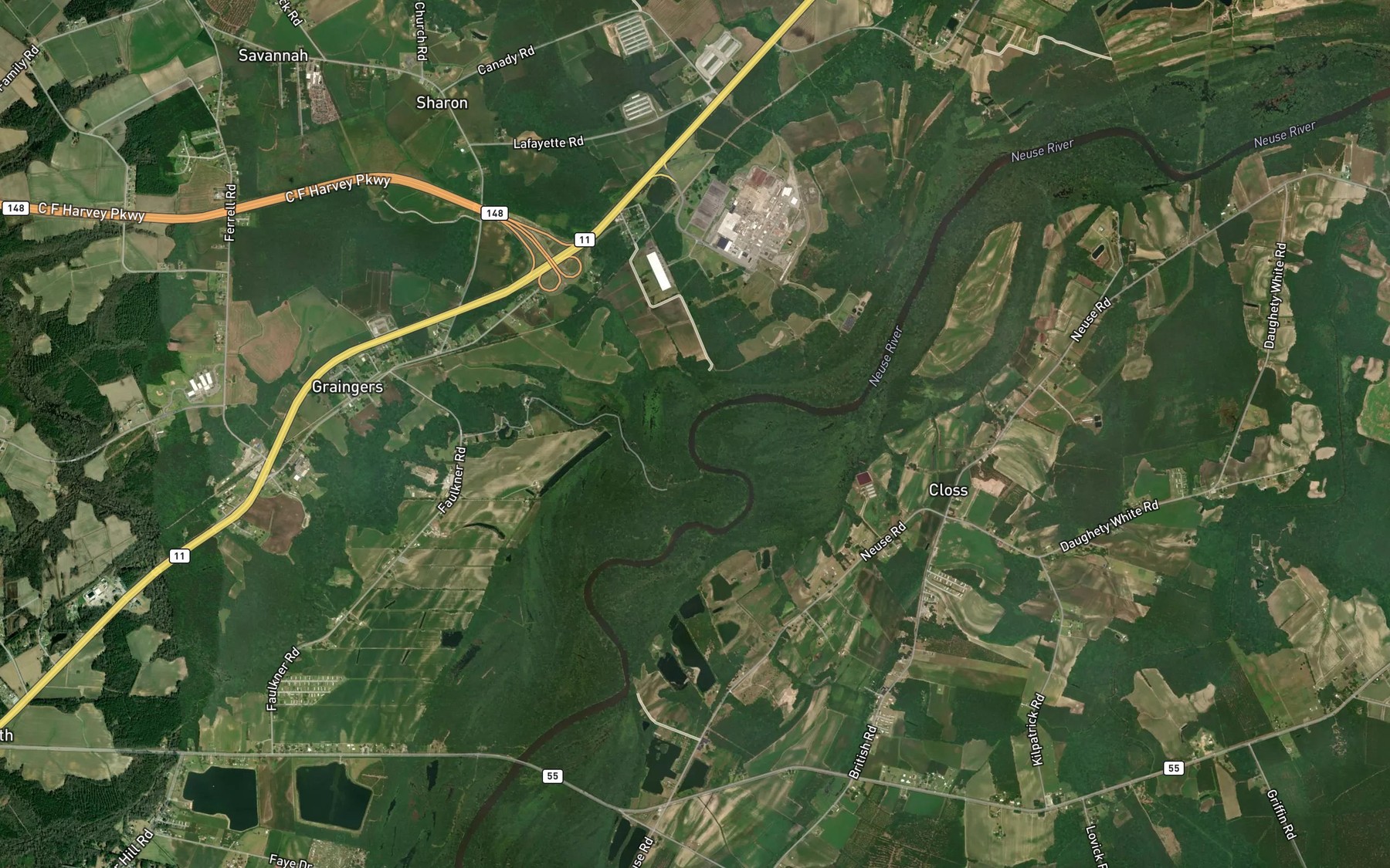 Satellite map of the Stonyton Creek