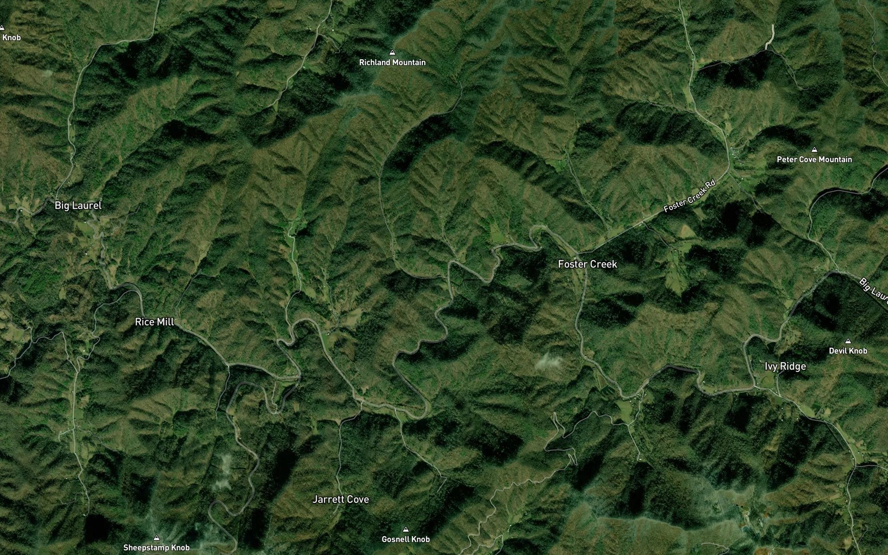 Satellite map of the Wolf Branch