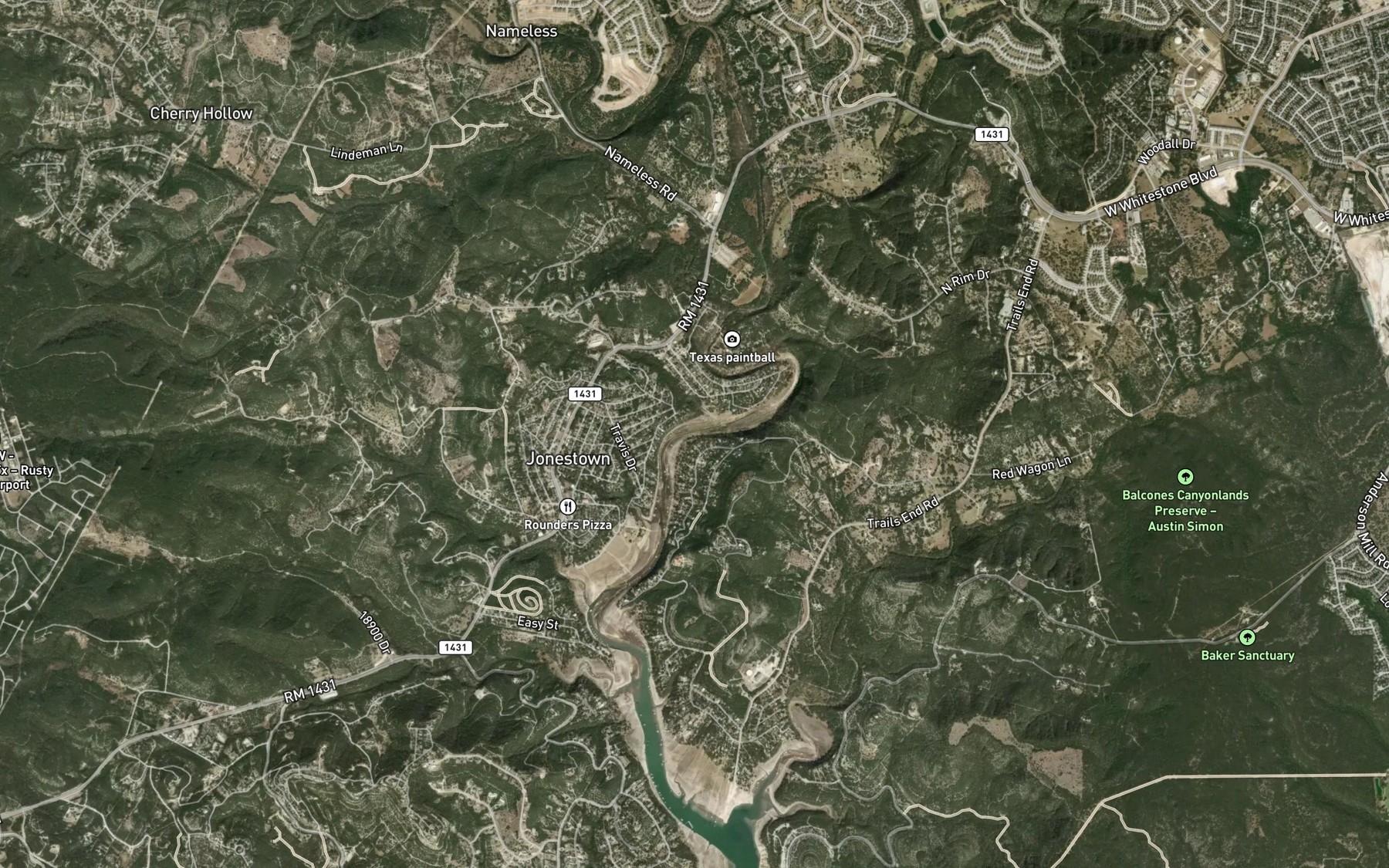 Satellite map of the Sandy Creek Arm