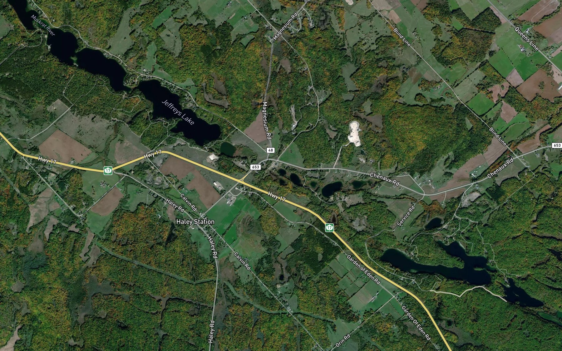 Satellite map of the Eadys Lake