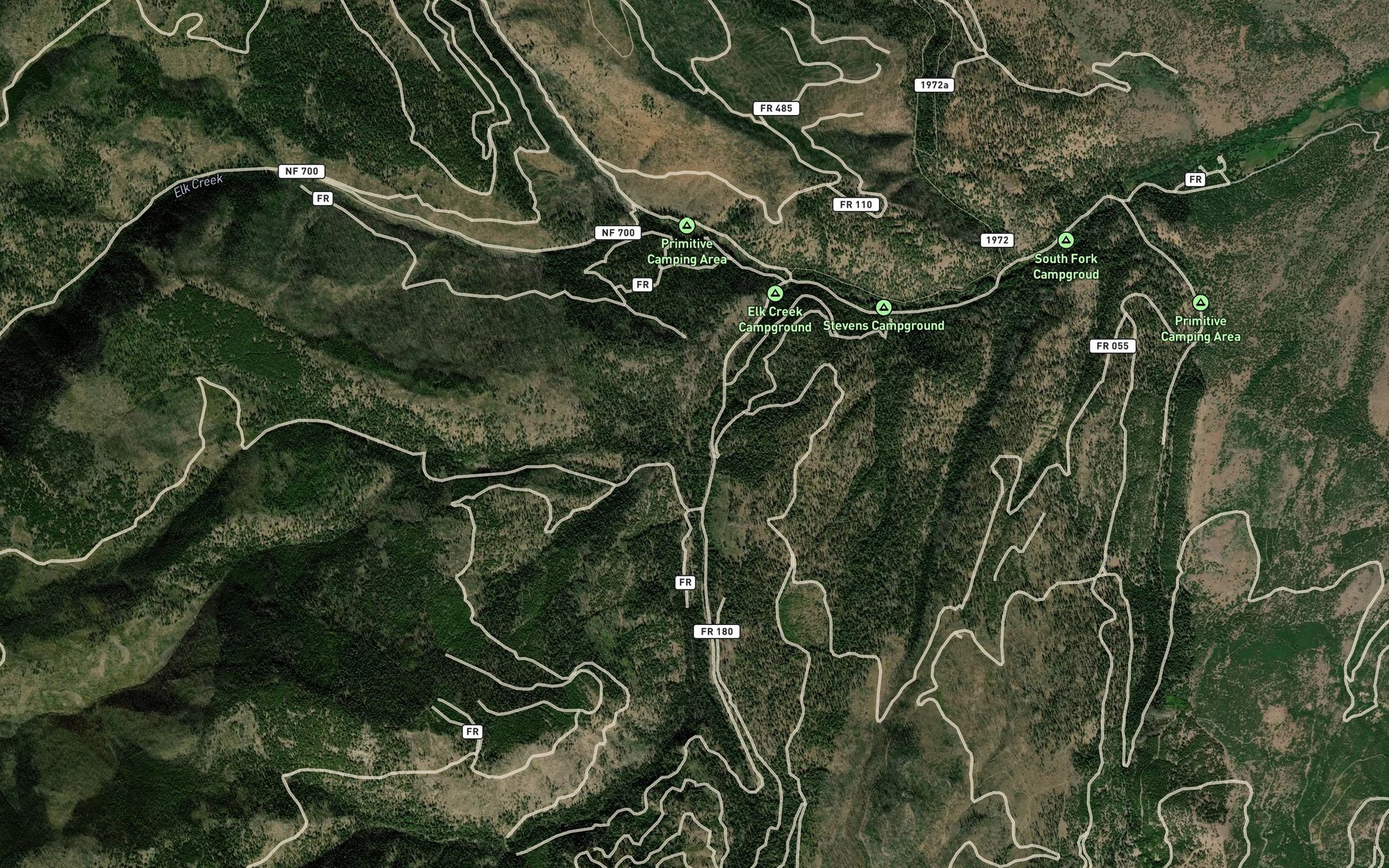 Satellite map of the Spring Creek