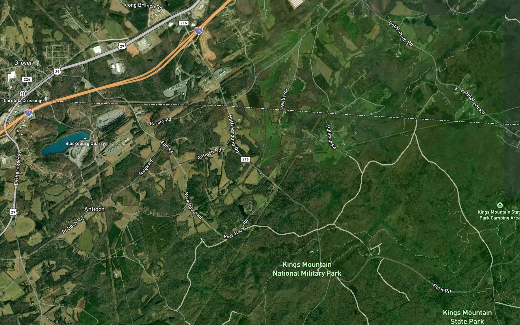 Satellite map of the Dixon Branch