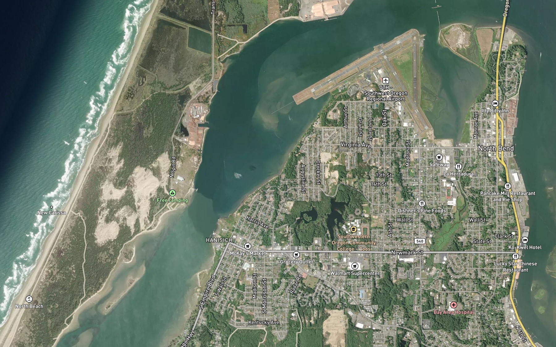 Satellite map of the Chickses Creek