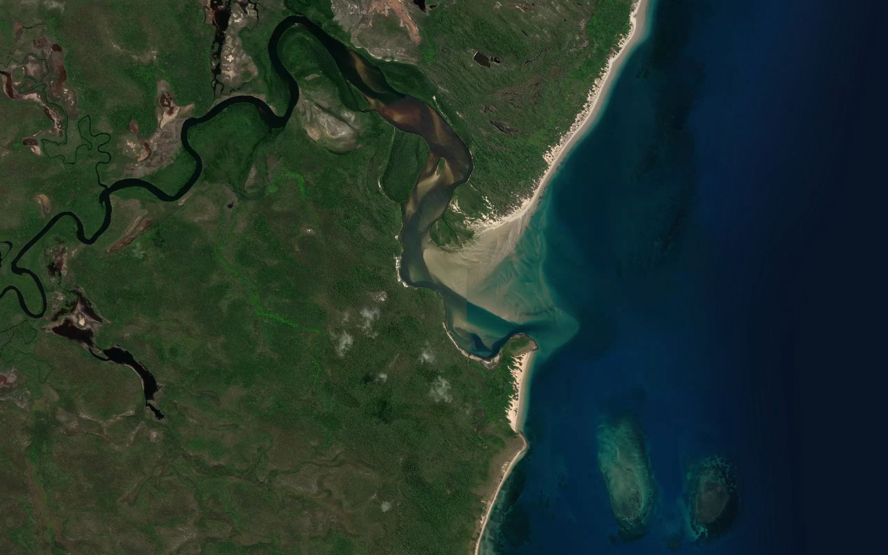 Satellite map of the Olive River