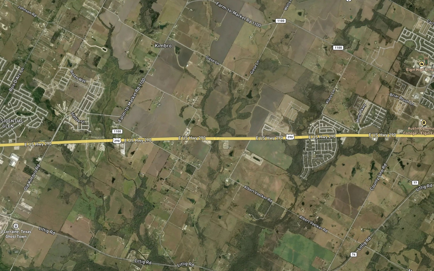 Satellite map of the Willow Creek