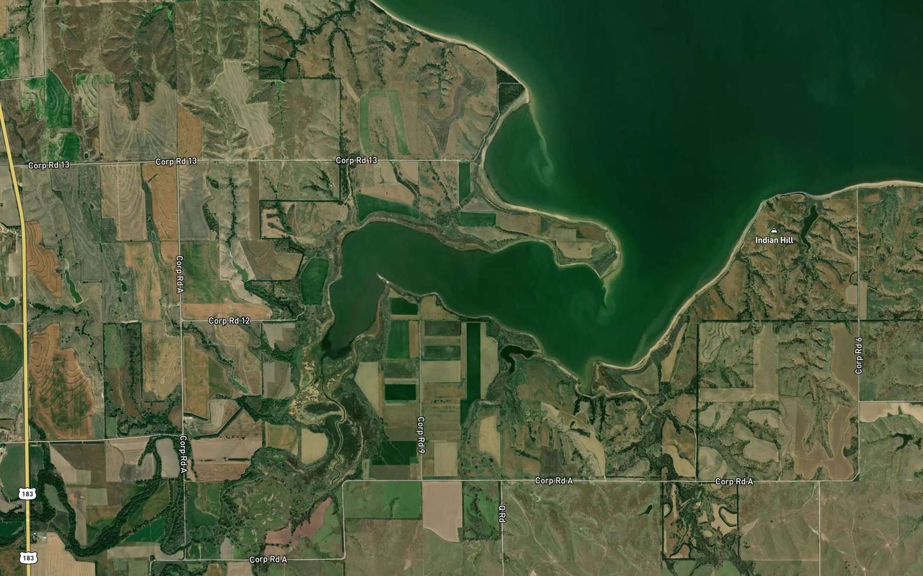 Satellite map of the Prairie Dog Bay