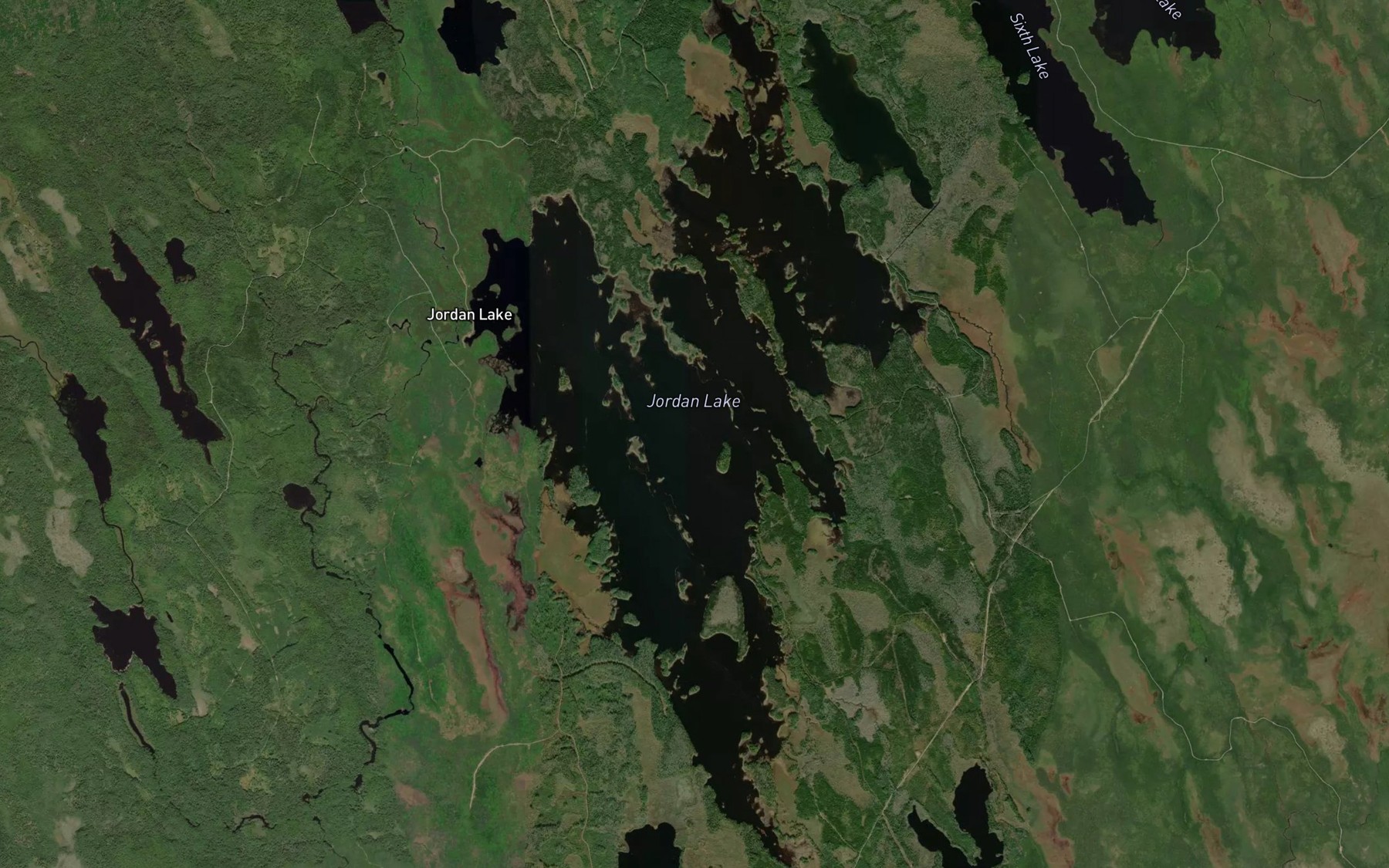 Satellite map of the Jordan Lake