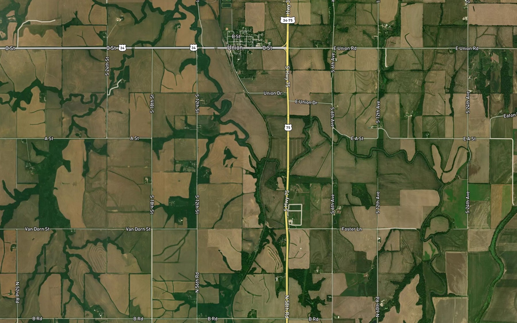 Satellite map of the Wolf Creek