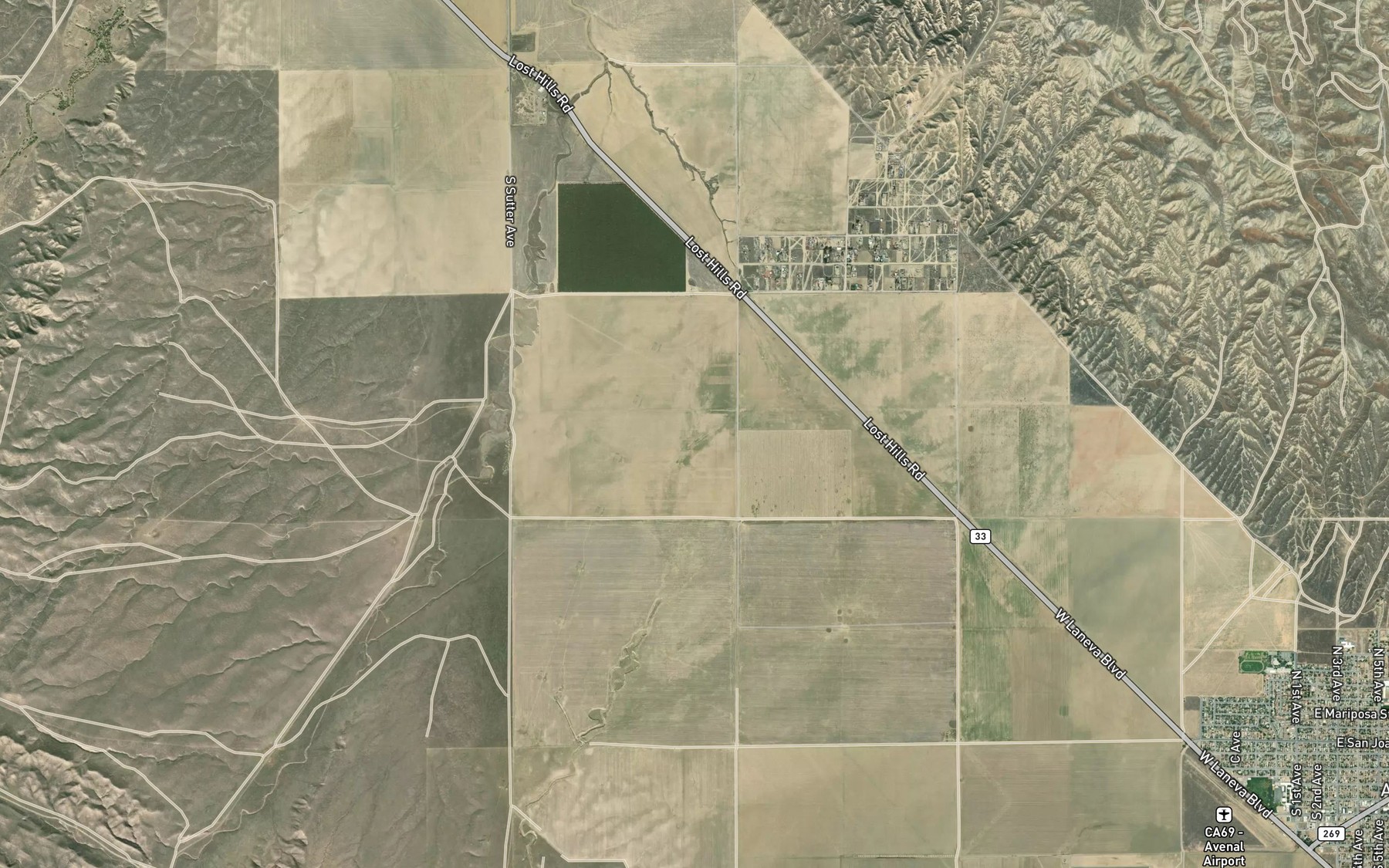 Satellite map of the Garza Creek