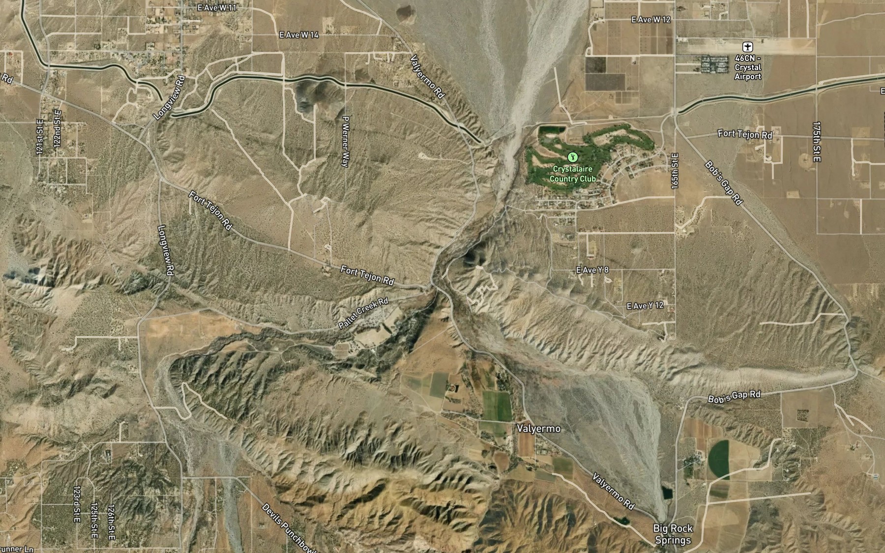 Satellite map of the Pallett Creek