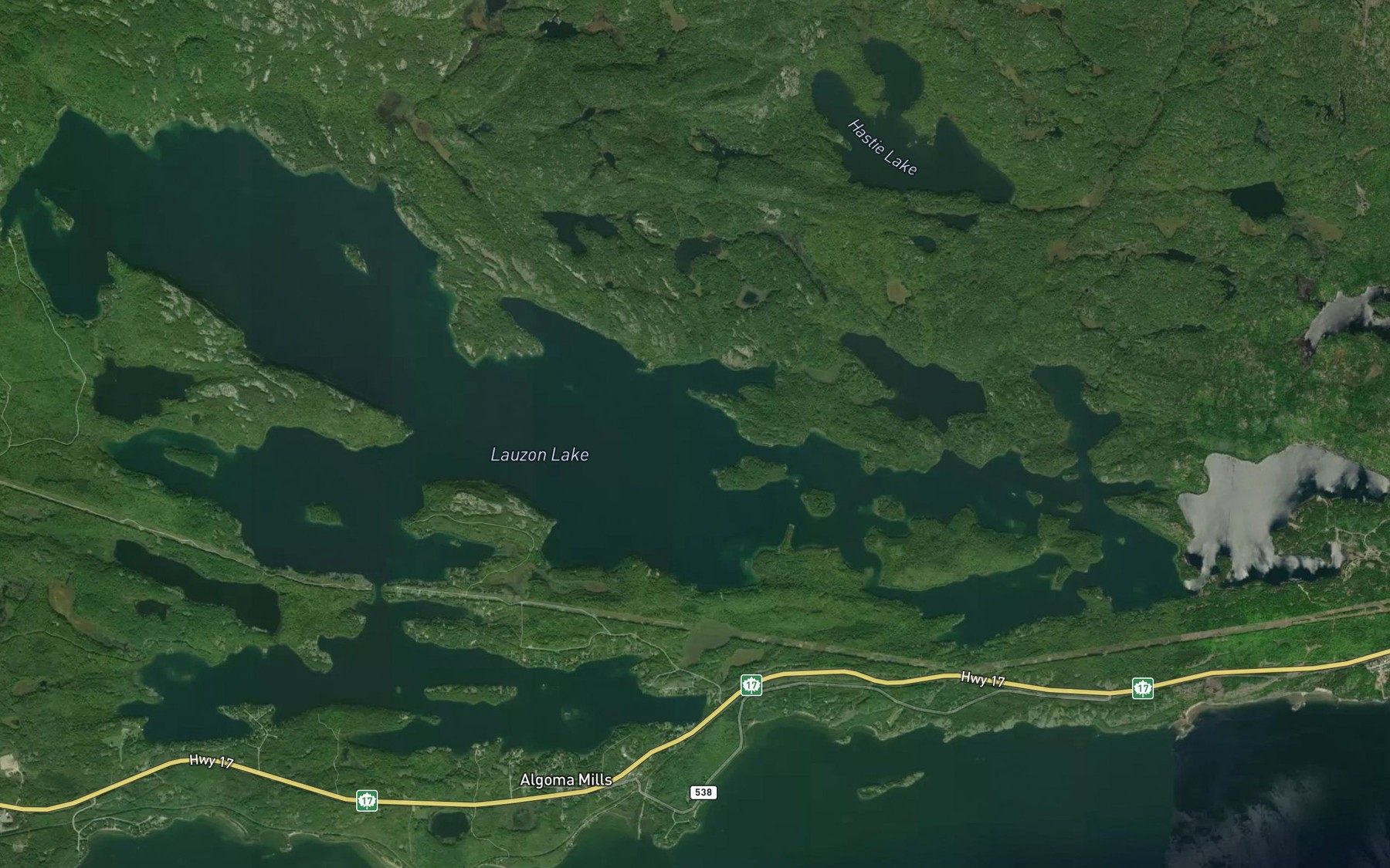 Satellite map of the Lauzon Lake