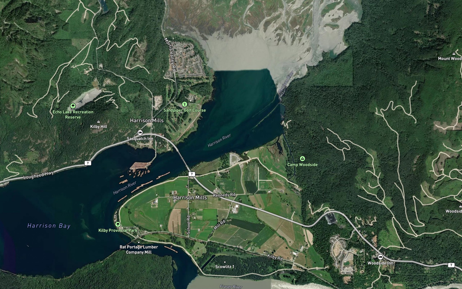 Satellite map of the Bateson Slough