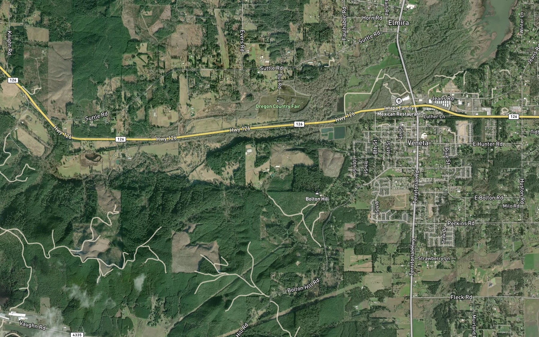 Satellite map of the Little Hahnee Reservoir