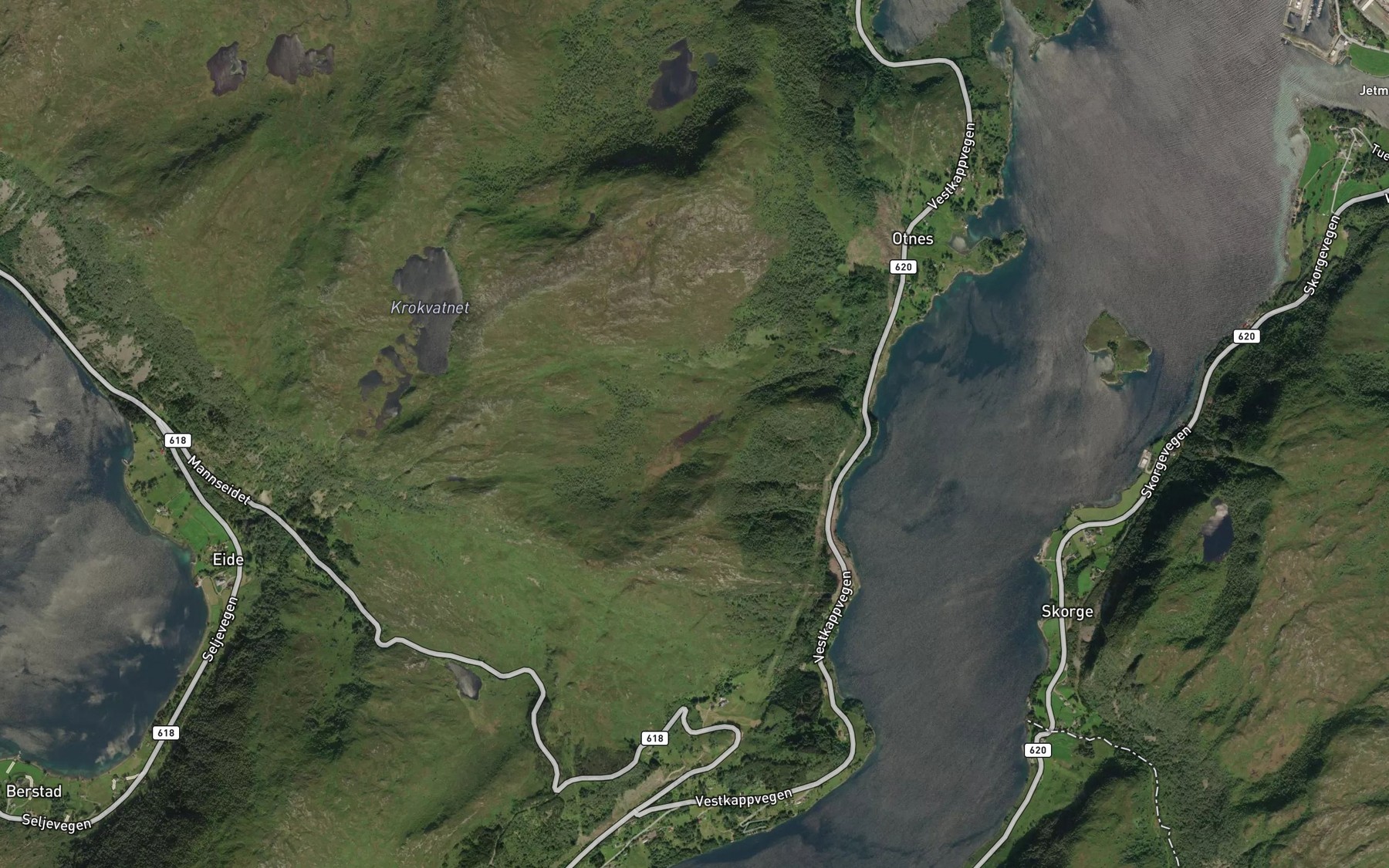 Satellite map of the Otnesvatnet