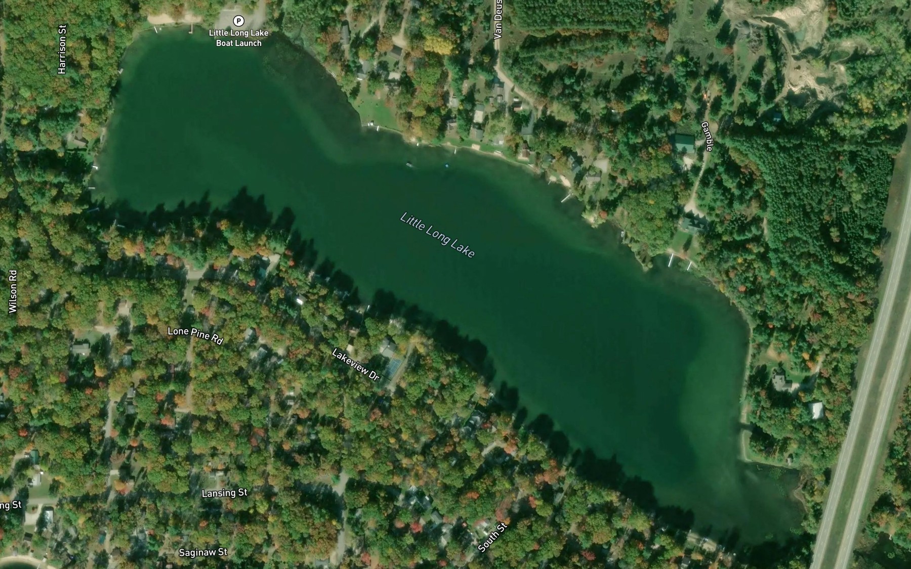 Satellite map of the Little Long Lake