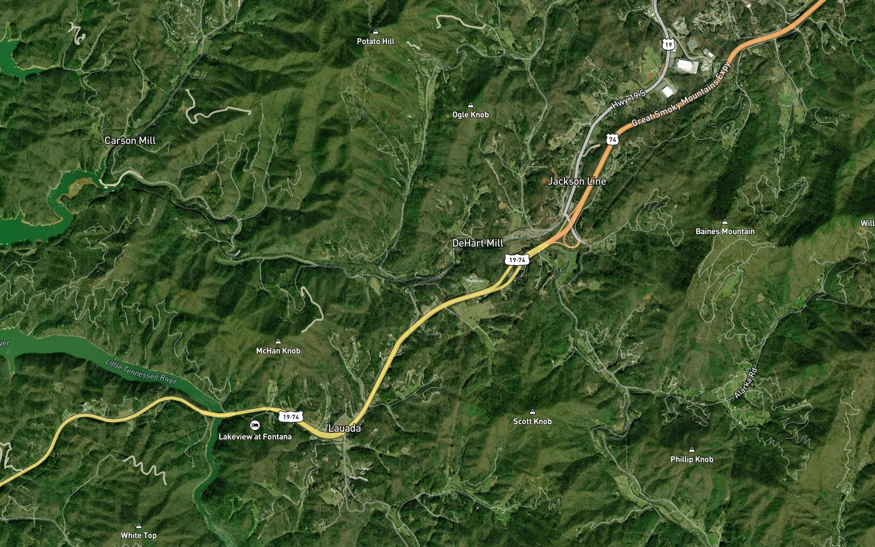 Satellite map of the Welch Branch