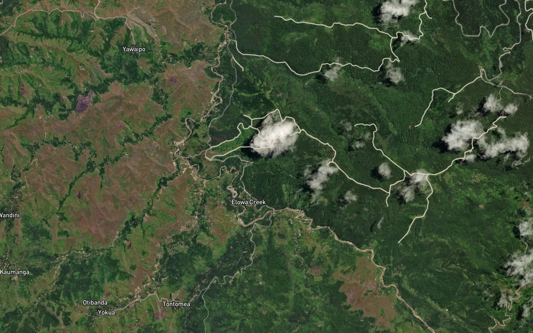 Satellite map of the Nupuamanda Creek