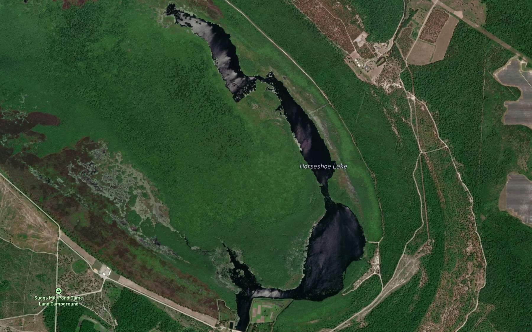 Satellite map of the Horseshoe Lake