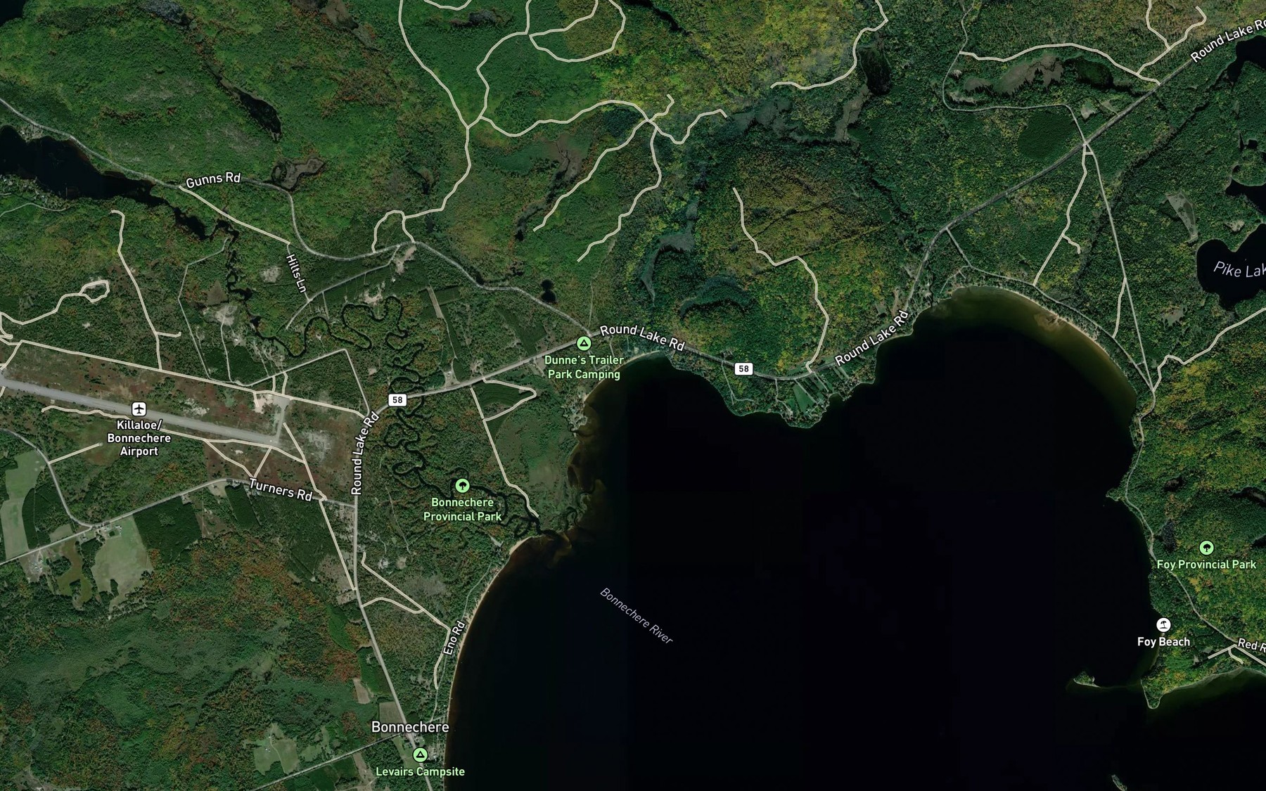 Satellite map of the Dunne's Bay