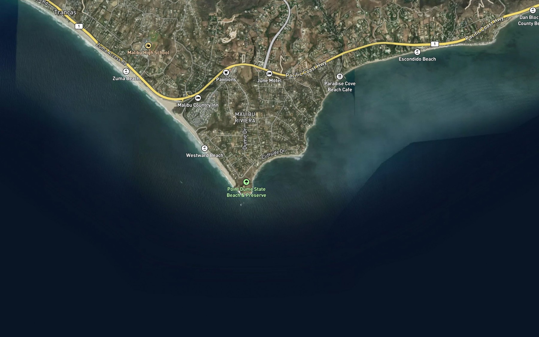 Satellite map of the Dume Cove