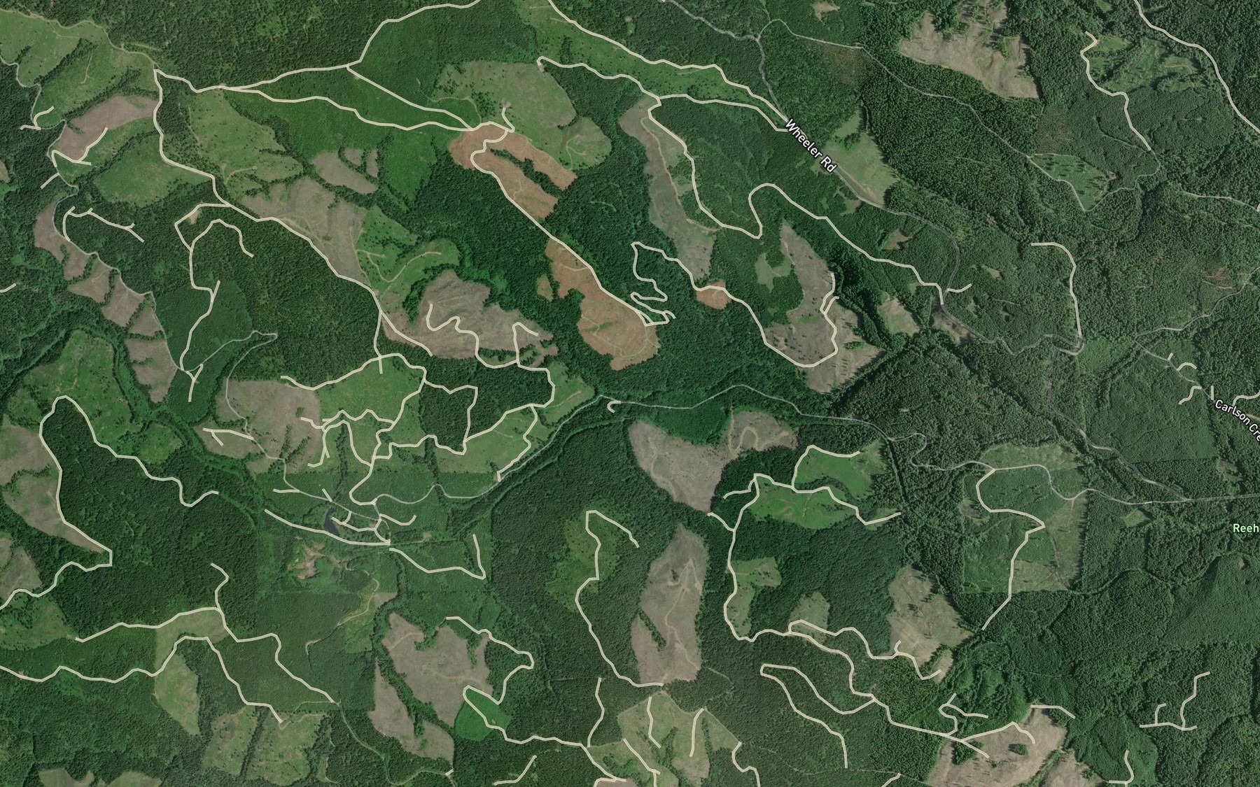 Satellite map of the Reliance Creek
