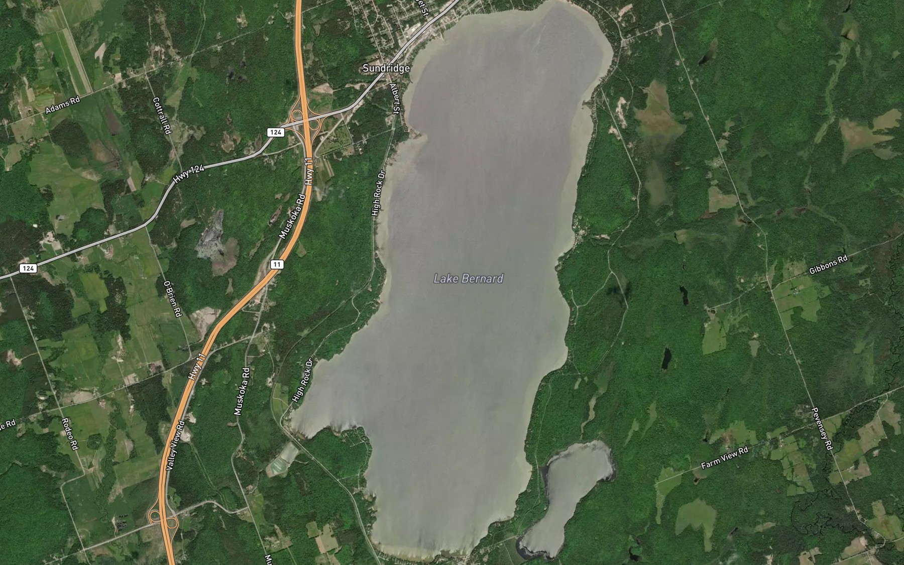 Satellite map of the Bernard Lake
