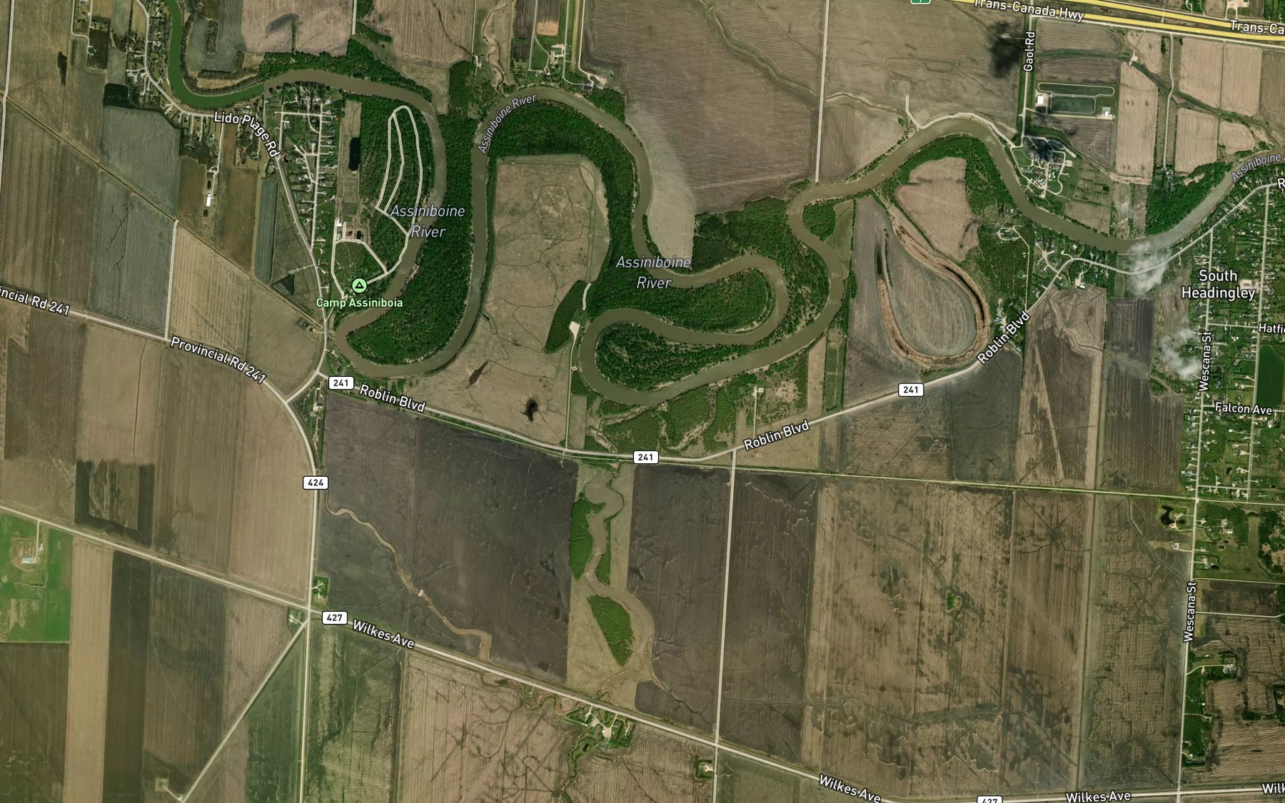Satellite map of the Houston Road Drain