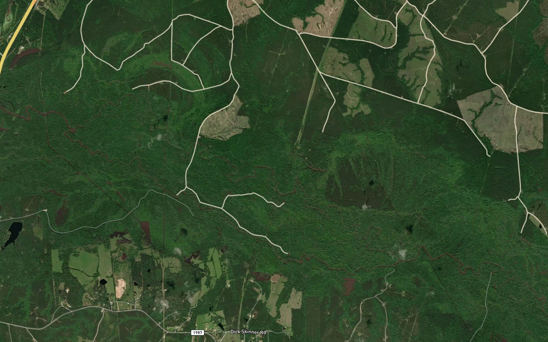 Satellite map of the Stovall Creek