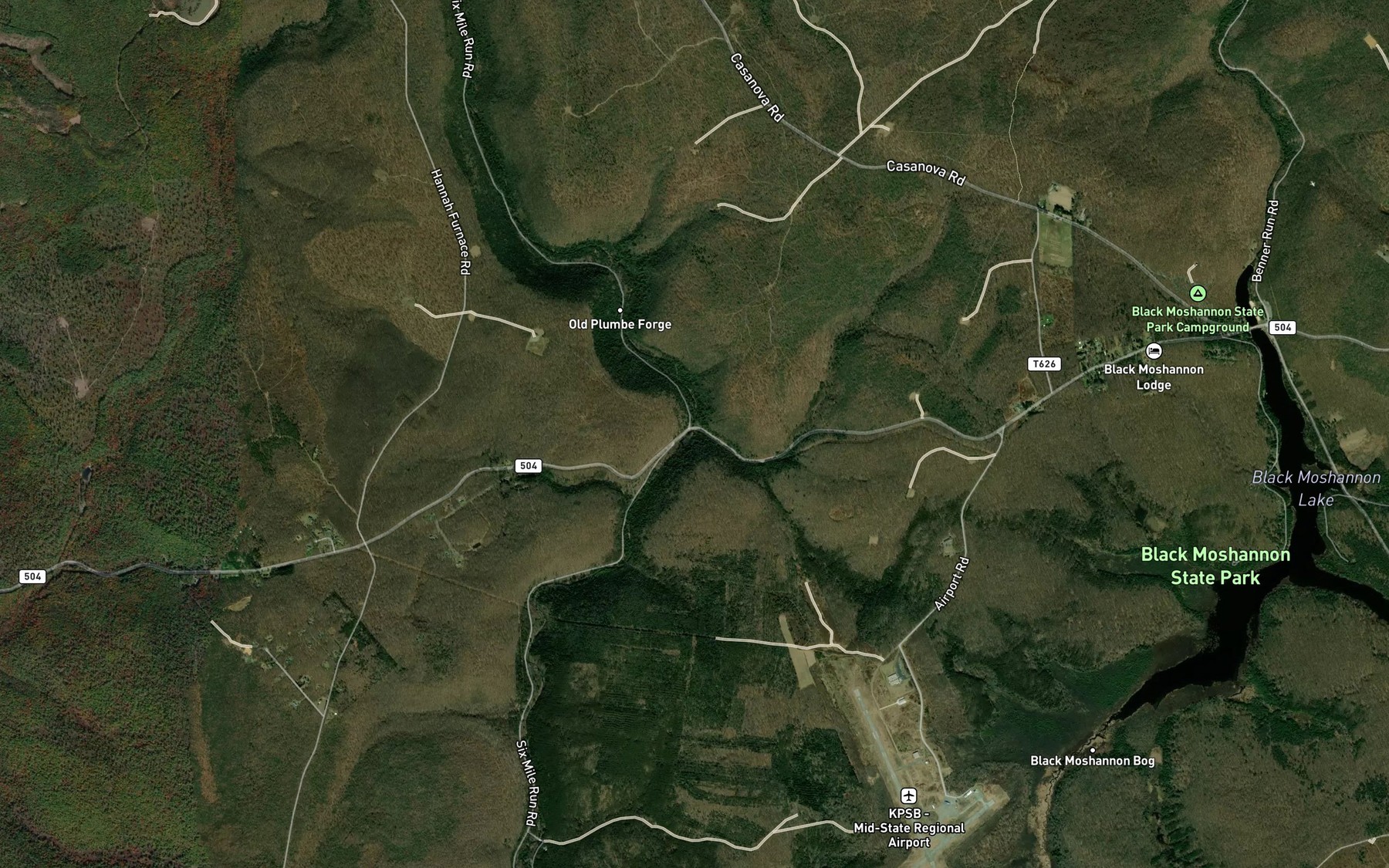 Satellite map of the Hutton Run