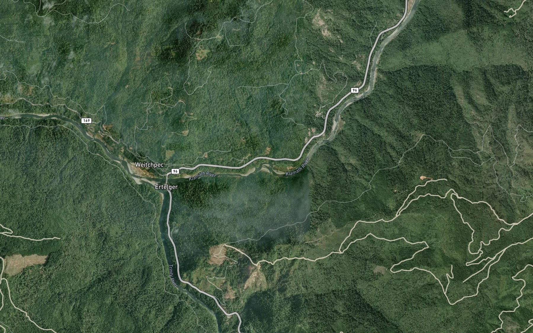 Satellite map of the Saints Rest Creek