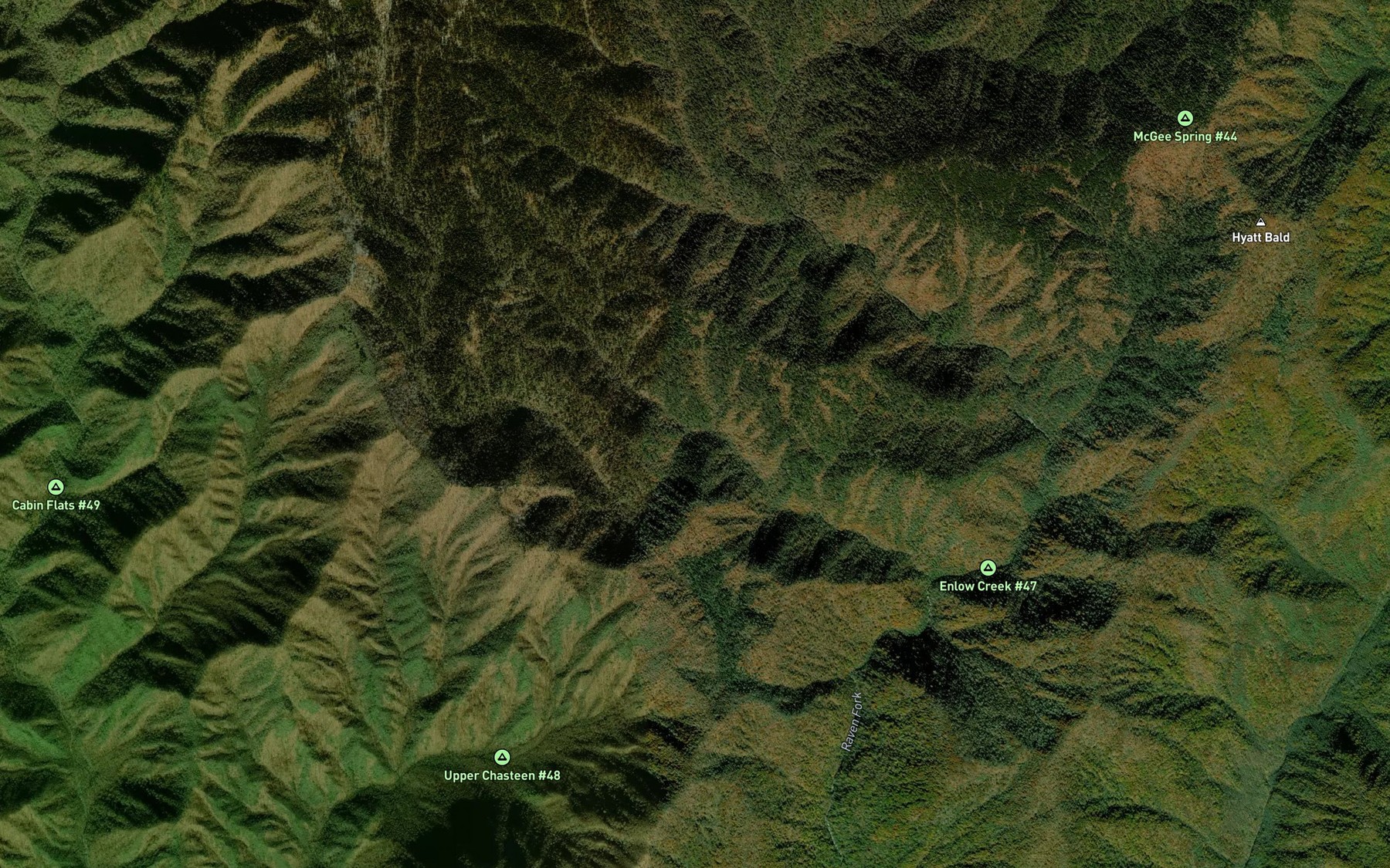 Satellite map of the Hideaway Brook