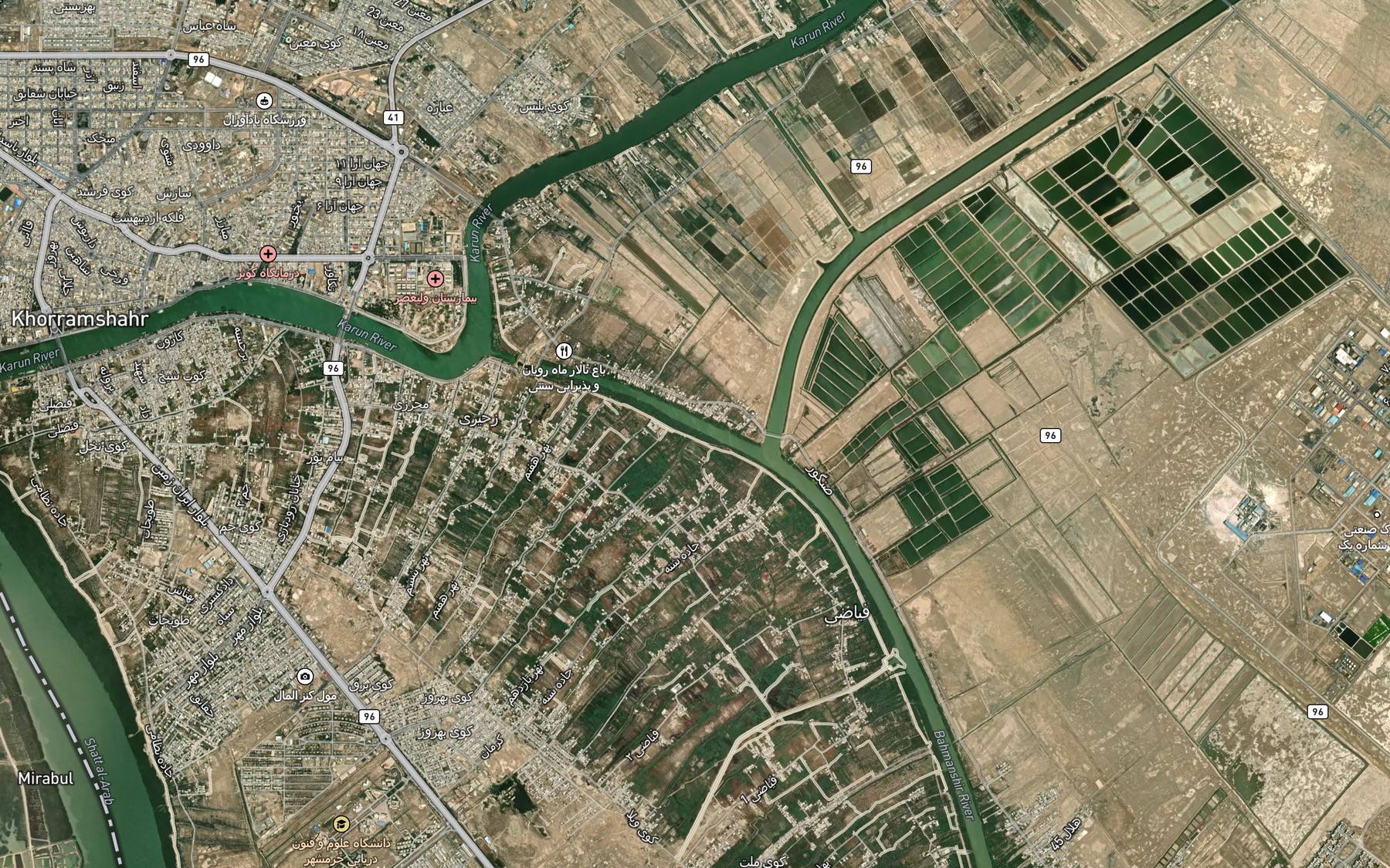 Satellite map of the Nahr-e Sheneh