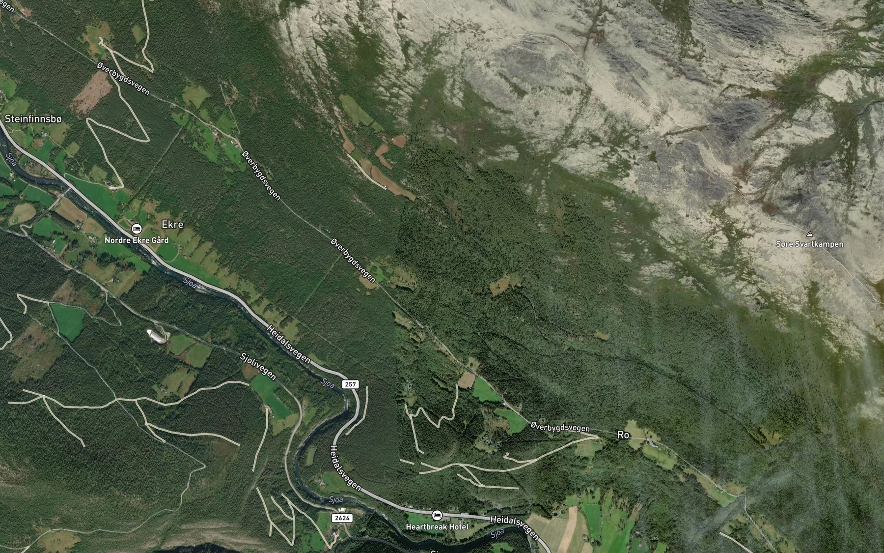 Satellite map of the Skjerdalsbekken
