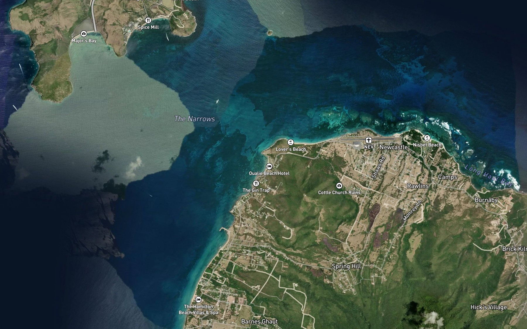 Satellite map of the Mosquito Bay