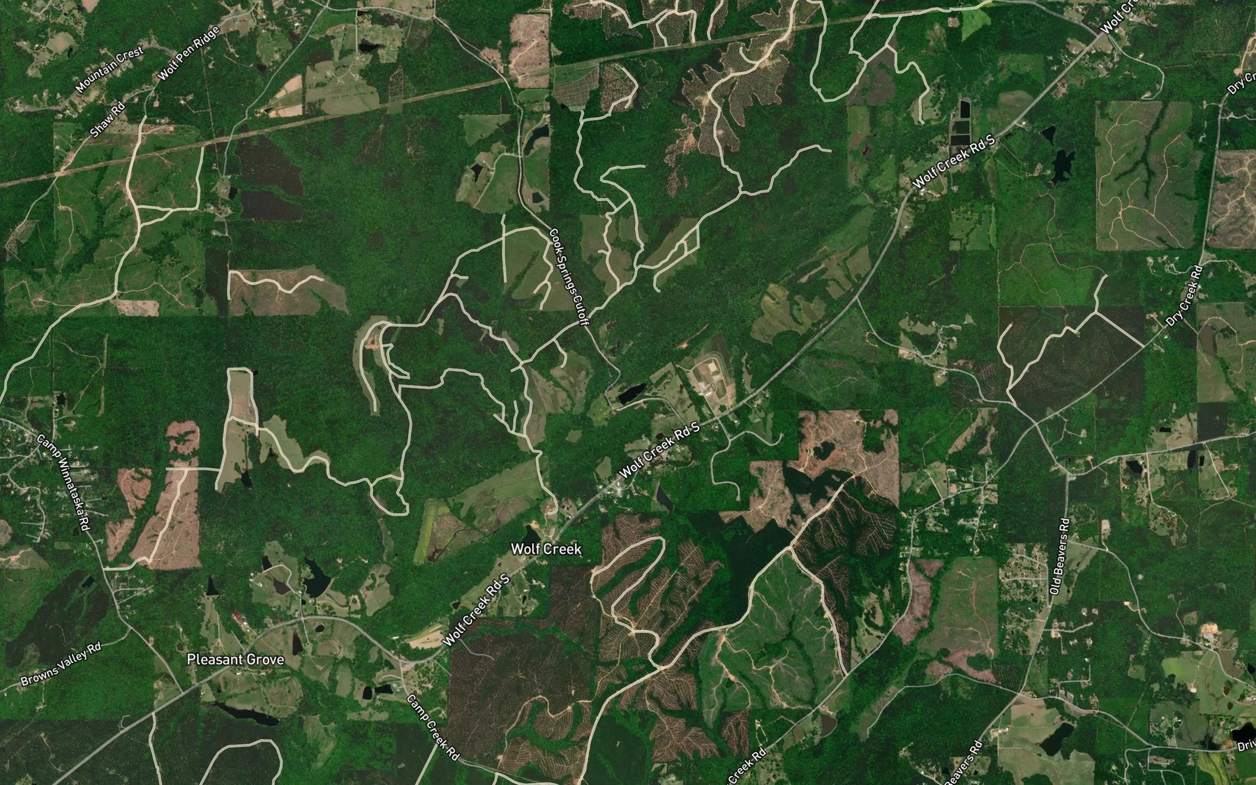 Satellite map of the Wolf Ranch Lake
