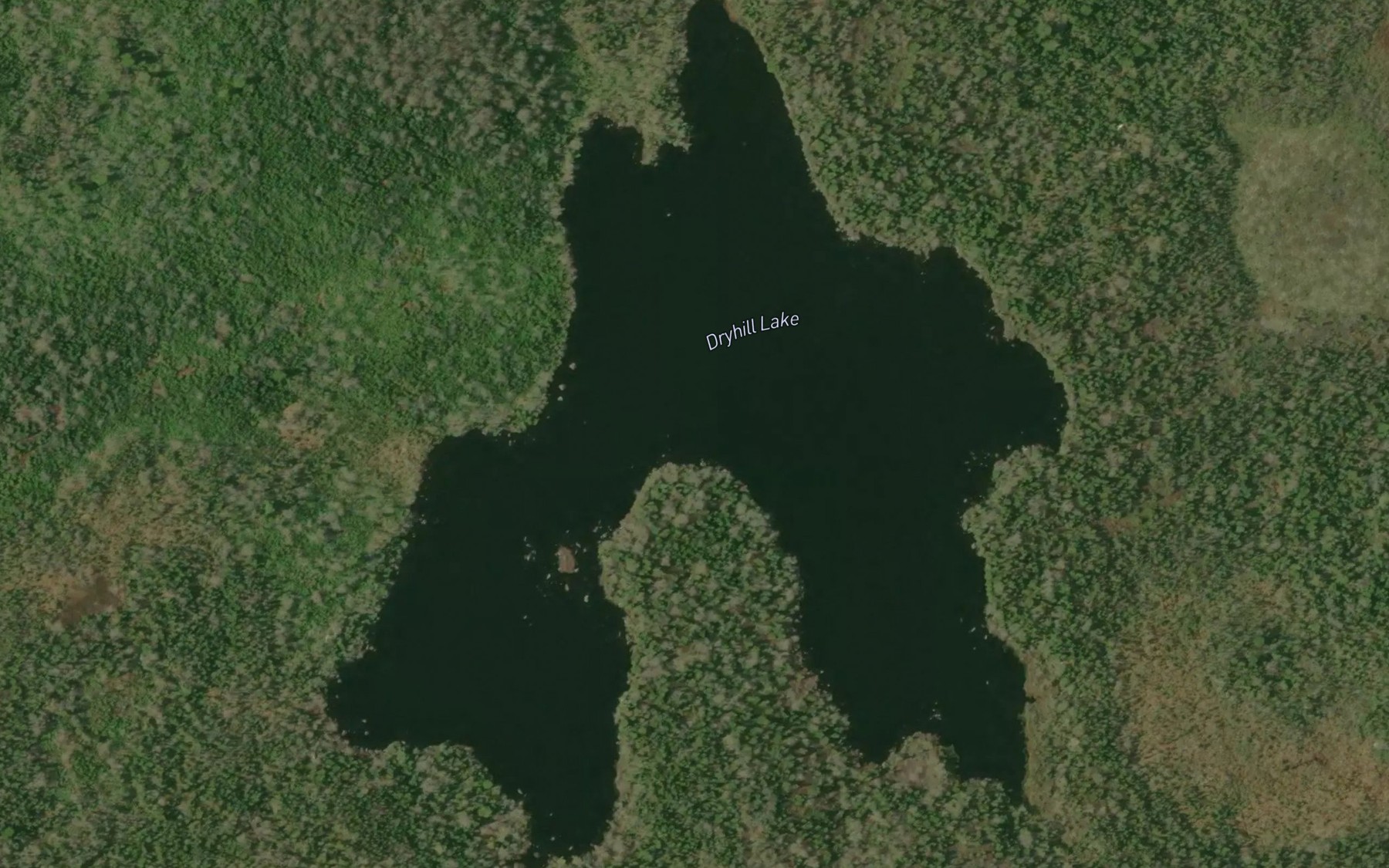 Satellite map of the Dryhill Lake