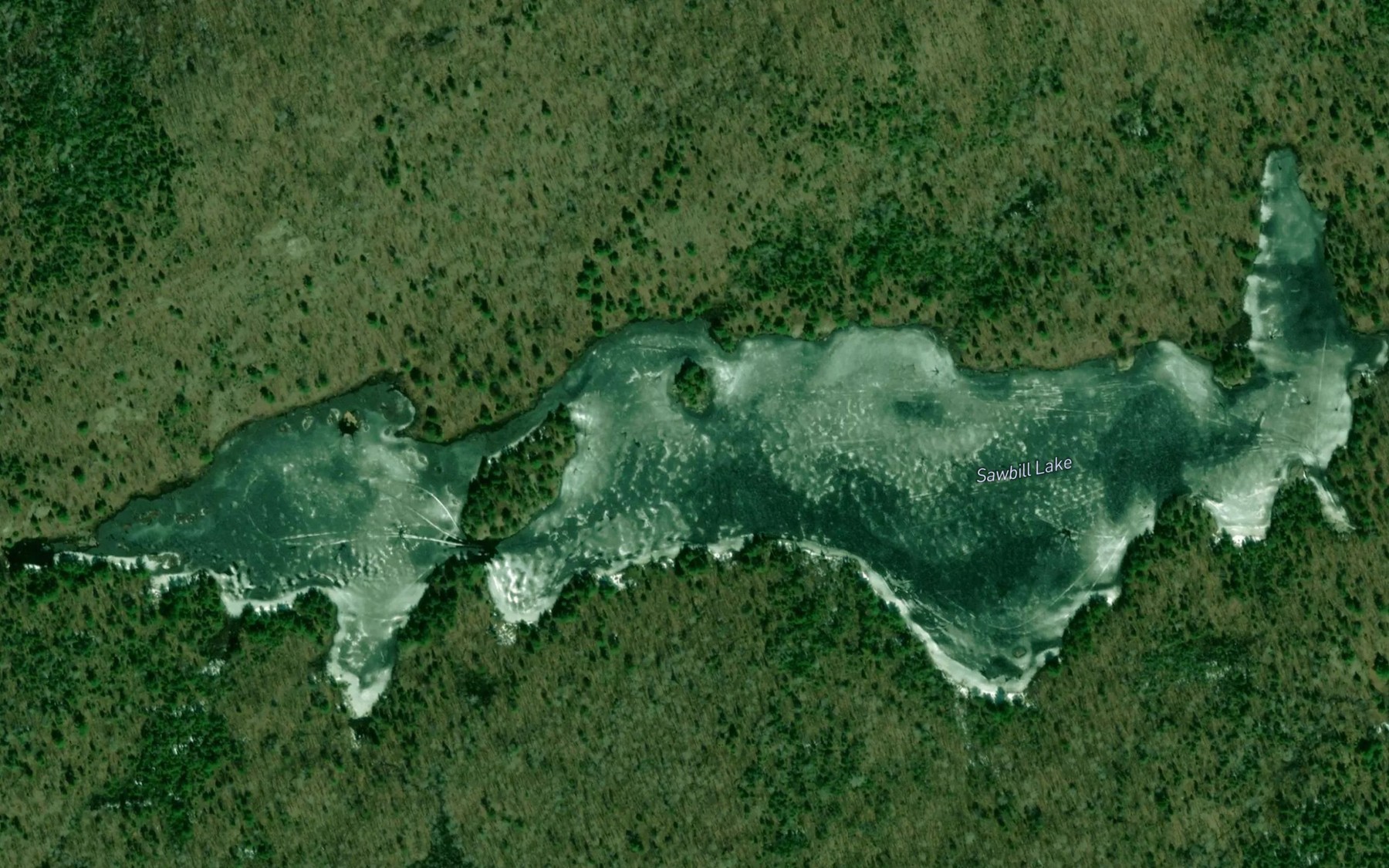 Satellite map of the Sawbill Lake