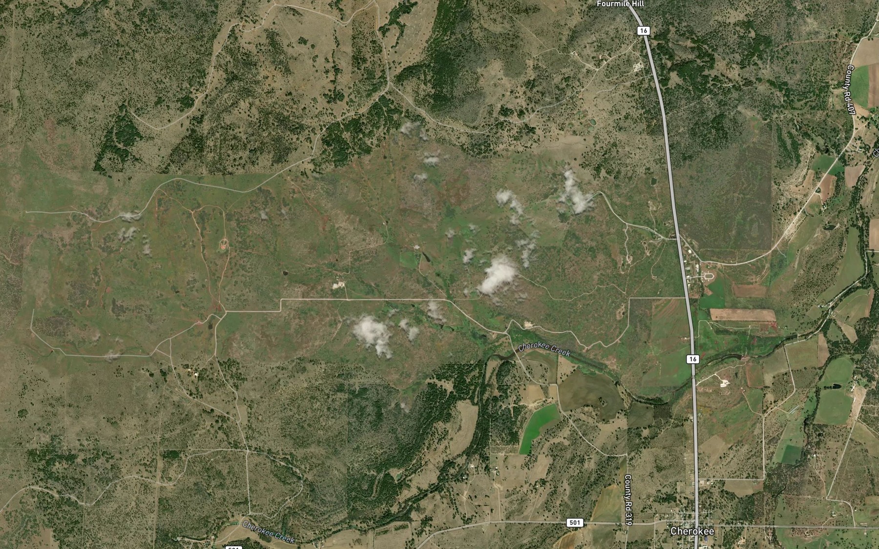 Satellite map of the Woodward Springs