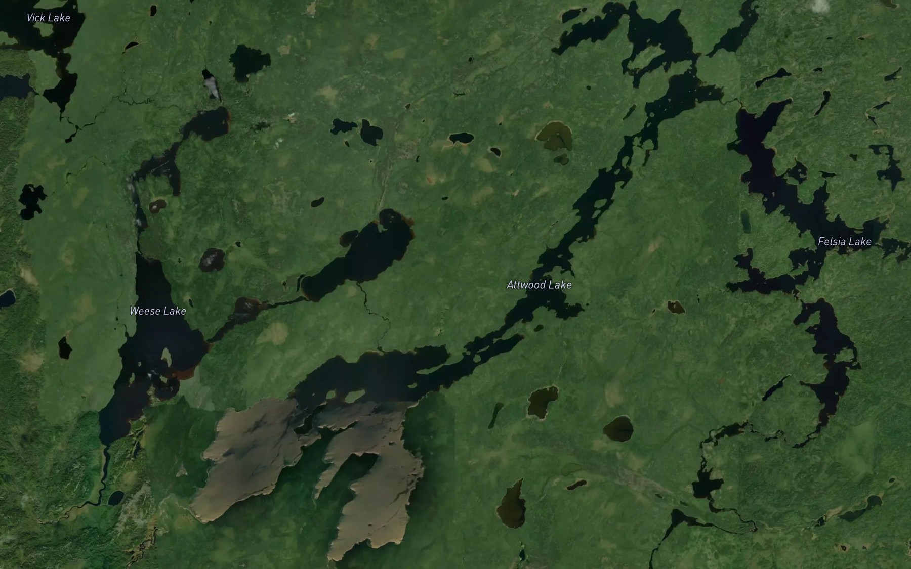 Satellite map of the Attwood Lake