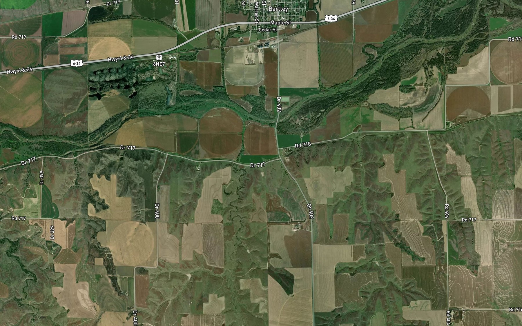Satellite map of the Bartley Canal